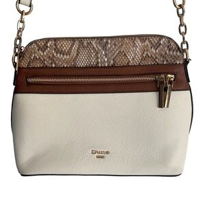 Dune London White Gold Snakeskin Crossbody Bag